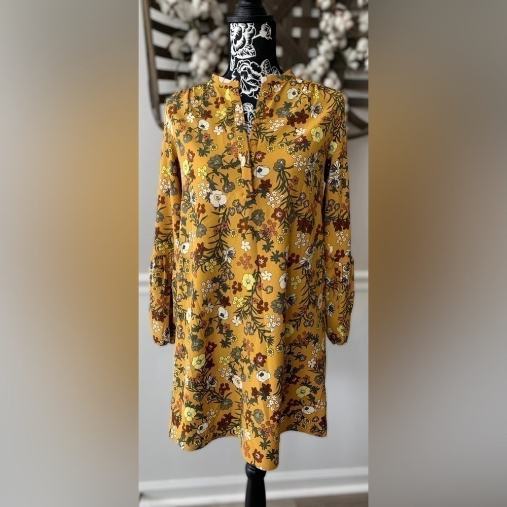 Eliane Rose women's dress size 4 yellow maroon white green polyester spandex